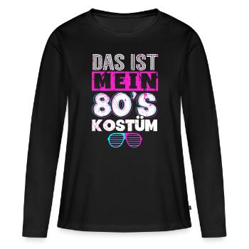 80er Jahre Das Ist Mein 80er Kostüm - Frauen Premium Bio Langarmshirt - Schwarz - Vorne - Julia (174cm)