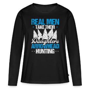 Arrowhead Hunting Real Men Collectionneur d’artefacts - T-shirt manches longues Premium bio Femme - noir - Devant - Julia (174cm)