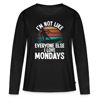 Vintage I love Mondays Funny Kiteboarder Kite - Women's Premium Organic Long Sleeve Shirt - black - Front - Julia (174cm)