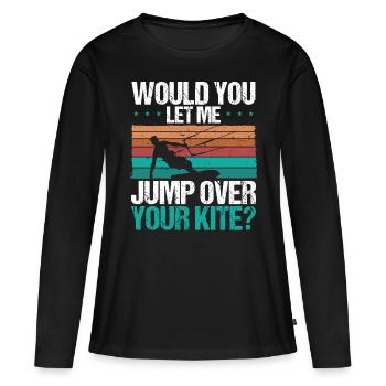 Kiteboarder Vintage Jump over your Kite - Frauen Premium Bio Langarmshirt - Schwarz - Vorne - Julia (174cm)