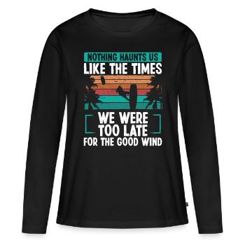 Kiteboarder Vintage Kite Strong Wind Kitesurfing - Frauen Premium Bio Langarmshirt - Schwarz - Vorne - Julia (174cm)
