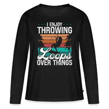 Kiteboarder throwing Loops Kite Kiteboarding - Frauen Premium Bio Langarmshirt - Schwarz - Vorne - Julia (174cm)