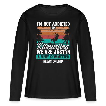 Kiteboarder Committed Relationship Vintage Kite - Frauen Premium Bio Langarmshirt - Schwarz - Vorne - Julia (174cm)