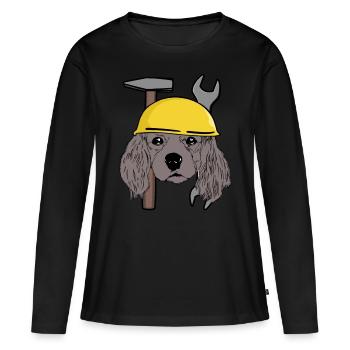 Tête de chien Casque de sécurité de chien Chantier de construction Enfant commercial - T-shirt manches longues Premium bio Femme - noir - Devant - Julia (174cm)