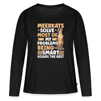 Suricate Cadeau Suricate Suricate - T-shirt manches longues Premium bio Femme - noir - Devant - Julia (174cm)