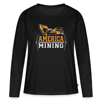 Mining Trucker America Mining Mine Coal Mine Truck - Women's Premium Organic Long Sleeve Shirt - black - Front - Julia (174cm)