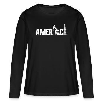 Travailleurs des champs pétrolifères Amérique Plate-forme pétrolière RougheNeck Travailleurs - T-shirt manches longues Premium bio Femme - noir - Devant - Julia (174cm)