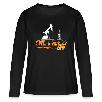 Travailleurs des champs pétrolifères Vie des champs pétrolifères Rougneck - T-shirt manches longues Premium bio Femme - noir - Devant - Julia (174cm)