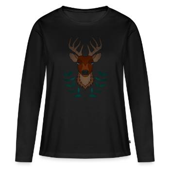 Red deer antlers with deer antlers - Women's Premium Organic Long Sleeve Shirt - black - Front - Julia (174cm)