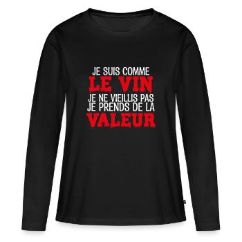 Je Suis Comme Le Vin - T-shirt manches longues Premium bio Femme - noir - Devant - Julia (174cm)
