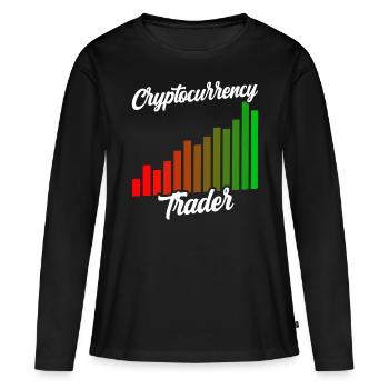 Cryptocurrency Traders Crypto Crypto Trader - T-shirt manches longues Premium bio Femme - noir - Devant - Julia (174cm)