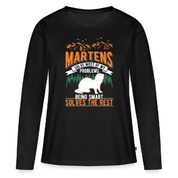 Martre Cadeau Vison Blaireau Arbre Martre - T-shirt manches longues Premium bio Femme - noir - Devant - Julia (174cm)