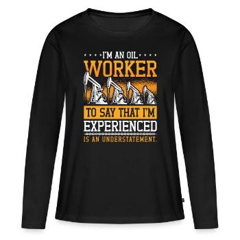 Travailleur des champs pétrolifères Je suis un travailleur du pétrole Roughneck - T-shirt manches longues Premium bio Femme - noir - Devant - Julia (174cm)