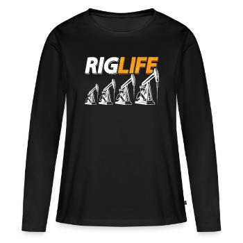 Oilfield Worker Rig Life Oil Rig Workers Raufbold - Frauen Premium Bio Langarmshirt - Schwarz - Vorne - Julia (174cm)