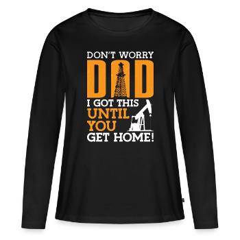 Travailleurs des champs pétrolifères Ne t’inquiète pas, papa, - T-shirt manches longues Premium bio Femme - noir - Devant - Julia (174cm)