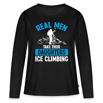 Ice Climber Real Men take their Daughter Ice - Frauen Premium Bio Langarmshirt - Schwarz - Vorne - Julia (174cm)