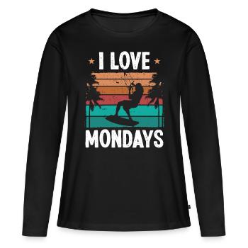 Kiteboarder Vintage I love Mondays Humor Kite - Women's Premium Organic Long Sleeve Shirt - black - Front - Julia (174cm)