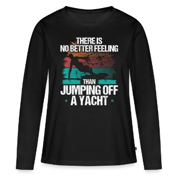 Kiteboarder Jumping off a Yacht Vintage Kite - Frauen Premium Bio Langarmshirt - Schwarz - Vorne - Julia (174cm)