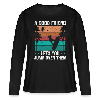 Kiteboarder sauter sur son ami Kite Kiteboard - T-shirt manches longues Premium bio Femme - noir - Devant - Julia (174cm)