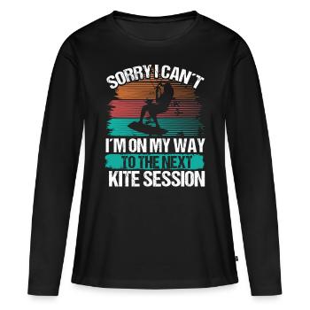 Kiteboarder Kite Session Désolé je ne peux pas VintageKiteb - T-shirt manches longues Premium bio Femme - noir - Devant - Julia (174cm)