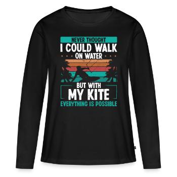Vintage je pouvais marcher sur l’eau Kiteboarder Kite - T-shirt manches longues Premium bio Femme - noir - Devant - Julia (174cm)