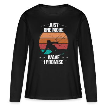 Just one more Wave I promise Kiteboarder Kite - Frauen Premium Bio Langarmshirt - Schwarz - Vorne - Julia (174cm)