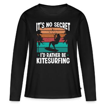 Kiteboarder its no Secret Kitesurfing VintageKiteb - Frauen Premium Bio Langarmshirt - Schwarz - Vorne - Julia (174cm)