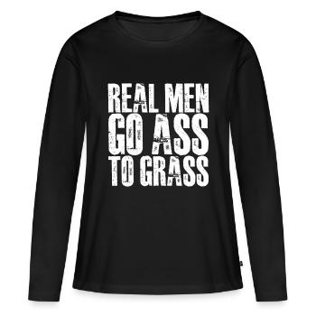 Real Men Go Ass To Grass 2 - Frauen Premium Bio Langarmshirt - Schwarz - Vorne - Julia (174cm)