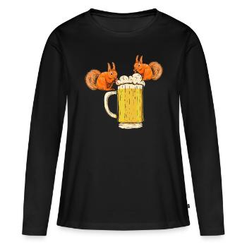 Écureuil, drôle d’écureuil, écureuil - T-shirt manches longues Premium bio Femme - noir - Devant - Julia (174cm)