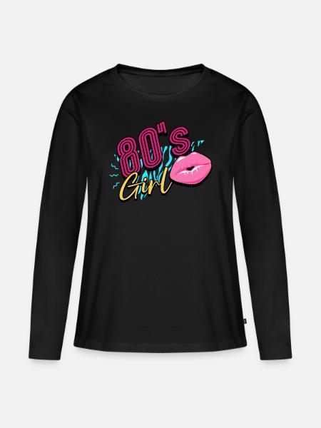 80s 80s Girl - Women's Premium Organic Long Sleeve Shirt - black