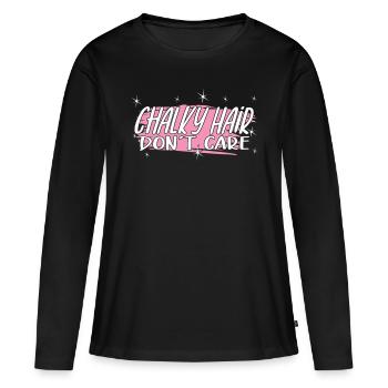 Chalky Hair Dont Care - Idée cadeau de gymnaste drôle - T-shirt manches longues Premium bio Femme - noir - Devant - Julia (174cm)