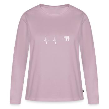 Évolution coiffeuse - T-shirt manches longues Premium bio Femme - rose poudré - Devant - Julia (174cm)