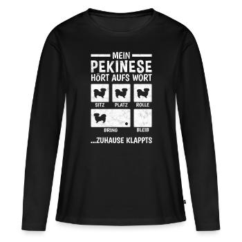 Pekinese Hundetricks Peking-Palasthund - Frauen Premium Bio Langarmshirt - Schwarz - Vorne - Julia (174cm)