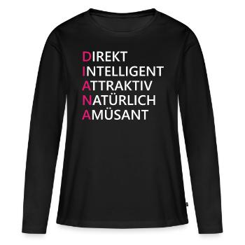 Diana Name Geschenk - Frauen Premium Bio Langarmshirt - Schwarz - Vorne - Julia (174cm)