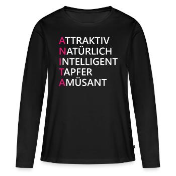 Anita Name Geschenk - Frauen Premium Bio Langarmshirt - Schwarz - Vorne - Julia (174cm)