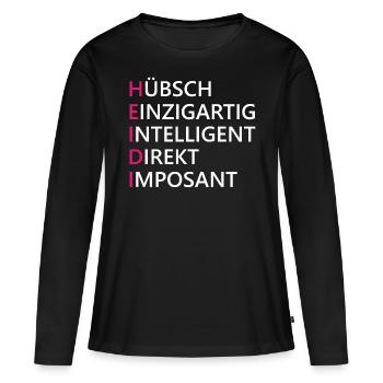 Heidi Name Geschenk - Frauen Premium Bio Langarmshirt - Schwarz - Vorne - Julia (174cm)