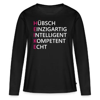 Heike Name Geschenk - Frauen Premium Bio Langarmshirt - Schwarz - Vorne - Julia (174cm)