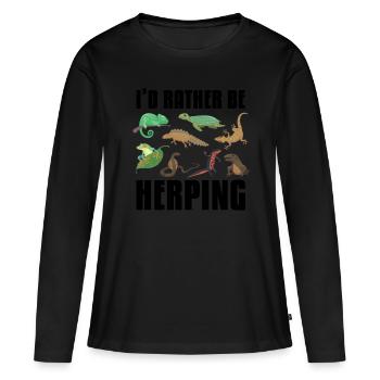 Ich Würde Eher Reptilien-amphibien Herpingen - Frauen Premium Bio Langarmshirt - Schwarz - Vorne - Julia (174cm)