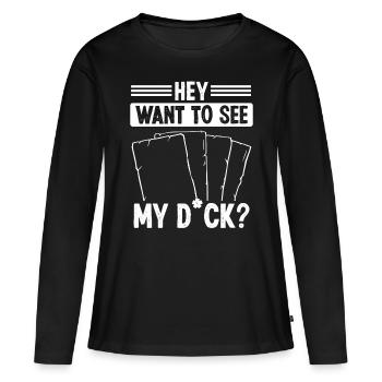 Collection de jeux de cartes à collectionner Je veux voir mon deck - T-shirt manches longues Premium bio Femme - noir - Devant - Julia (174cm)
