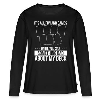Jeu de cartes à collectionner à propos de mon jeu de cartes d’échange - T-shirt manches longues Premium bio Femme - noir - Devant - Julia (174cm)