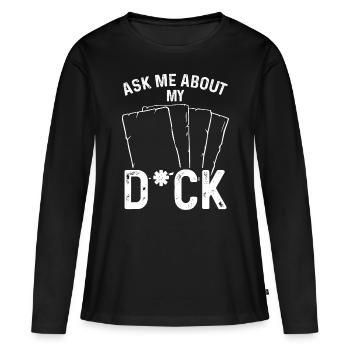 Collection de jeux de cartes à collectionner Posez-moi des questions sur mon deck - T-shirt manches longues Premium bio Femme - noir - Devant - Julia (174cm)