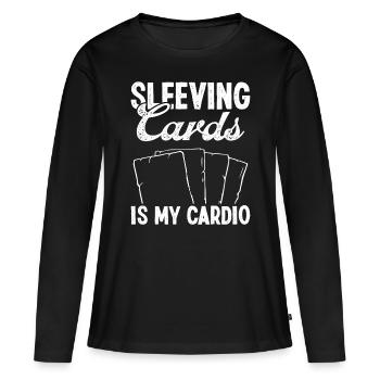 Trading Card Game Sleeving Cards is my Cardio - Frauen Premium Bio Langarmshirt - Schwarz - Vorne - Julia (174cm)