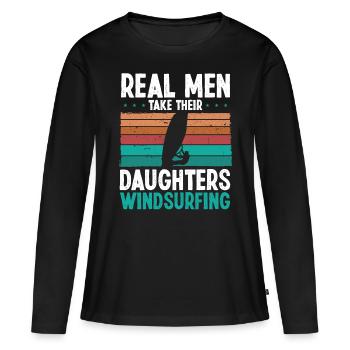 De vrais hommes emmènent leurs filles planche à voile - T-shirt manches longues Premium bio Femme - noir - Devant - Julia (174cm)