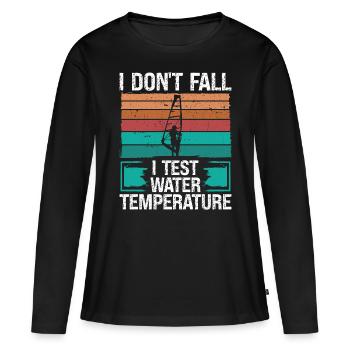 Planche à voile Tombant Je ne tombe pas Vintage RigWindsur - T-shirt manches longues Premium bio Femme - noir - Devant - Julia (174cm)