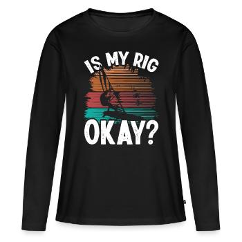 Vintage Funny Is my Rig okay Windsurfing - Frauen Premium Bio Langarmshirt - Schwarz - Vorne - Julia (174cm)
