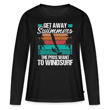 Funny Get away Swimmers Windsurfing Windsurf - Frauen Premium Bio Langarmshirt - Schwarz - Vorne - Julia (174cm)