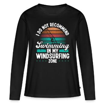 Drôle Ne recommande pas Windsurfing Zone - T-shirt manches longues Premium bio Femme - noir - Devant - Julia (174cm)