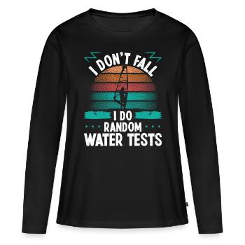 Funny Random Water Tests Humor Windsurfing - Frauen Premium Bio Langarmshirt - Schwarz - Vorne - Julia (174cm)