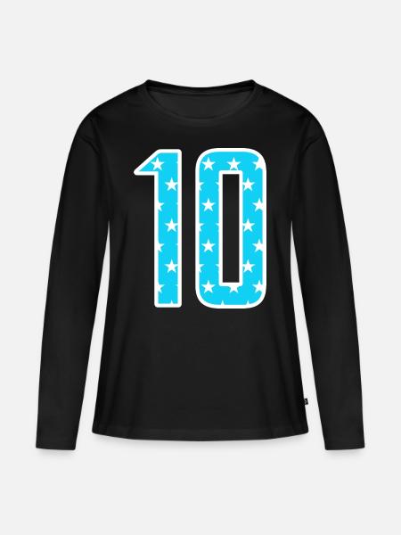 10 Zahl Trikotnummer Team - Frauen Premium Bio Langarmshirt - Schwarz