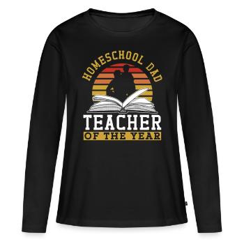 Homeschool Papa Enseignant de l’année Père Papa - T-shirt manches longues Premium bio Femme - noir - Devant - Julia (174cm)